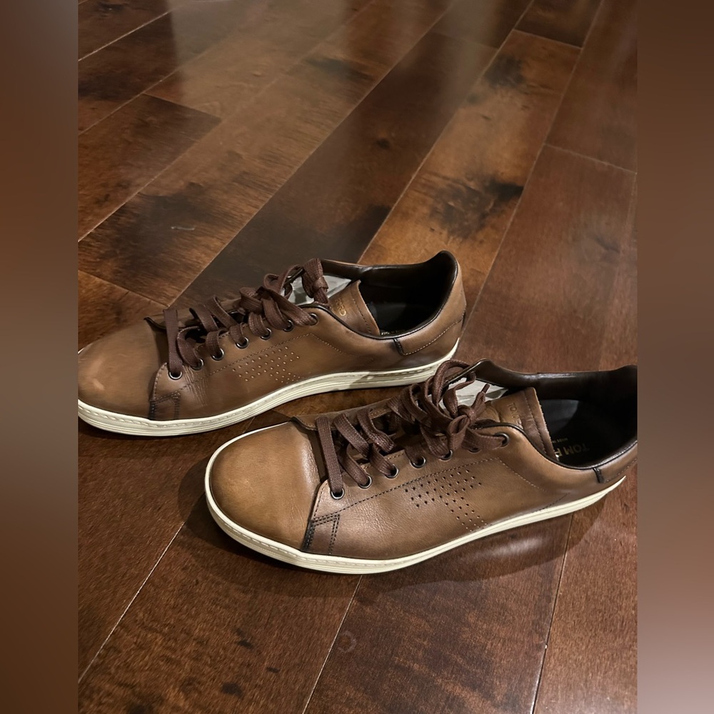 Tom Ford Brown Leather Sneakers sz.12 - Picture 6 of 13